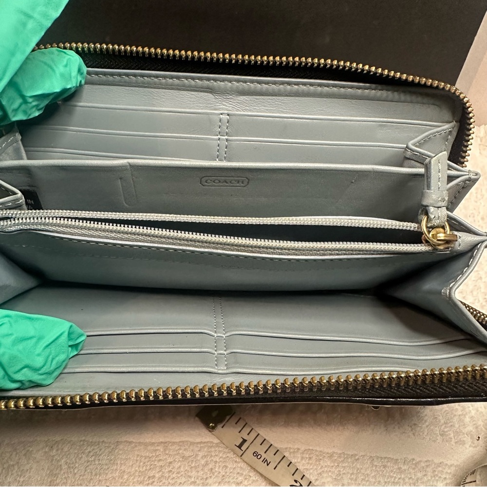 Coach Black Leather Wallet with Gold Accents - Picture 10 of 13